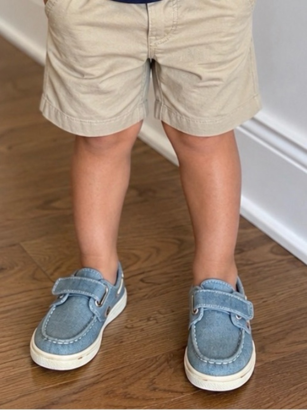 Nautica Boys Light Blue Velcro Boat Shoes
